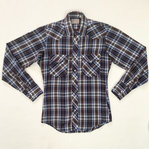 Vintage H Bar C Ranchwear SIZE ESTIMATED Permanent Press Long Tail Pearl Snap
